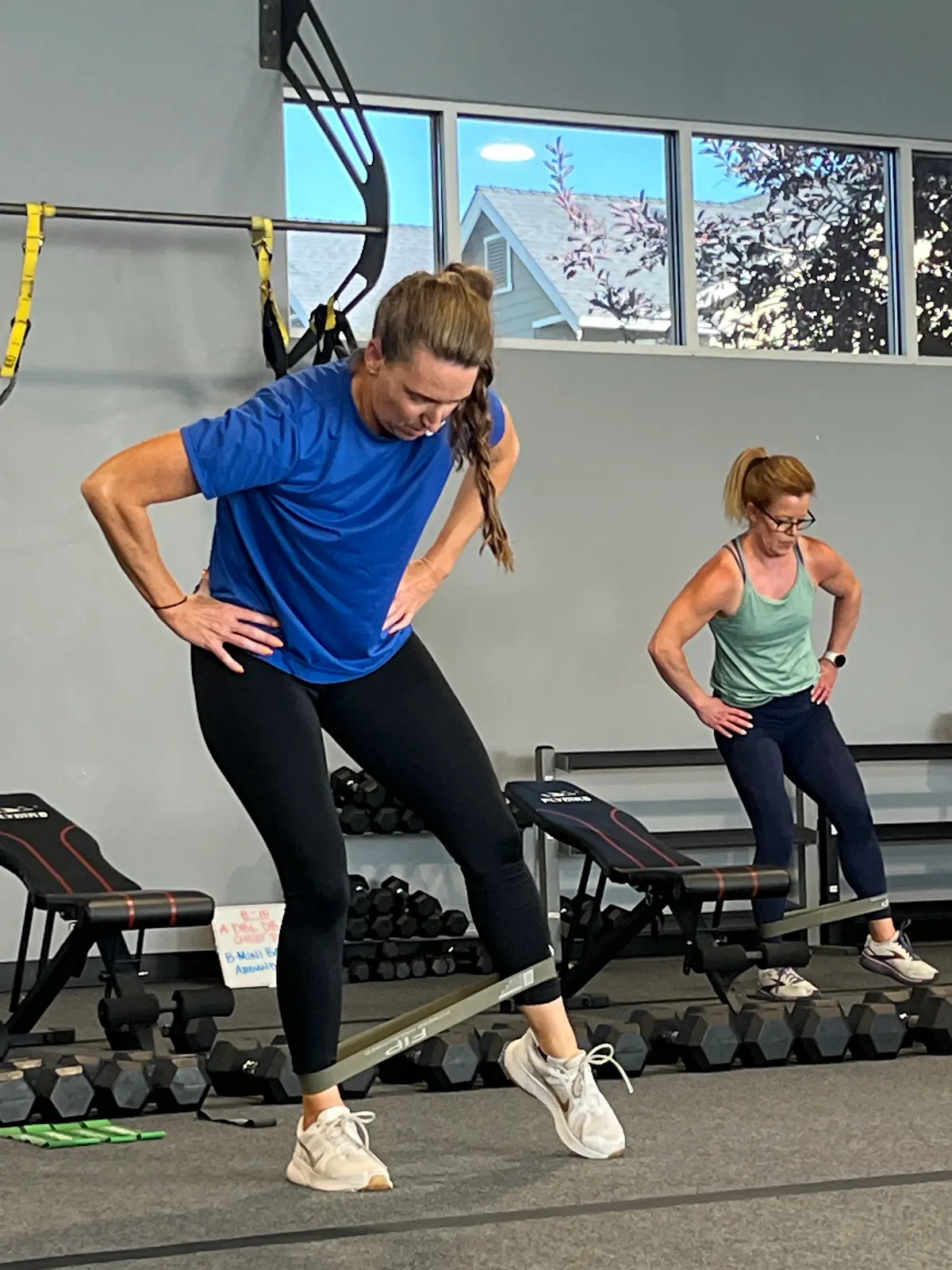 A member training with a resistance band